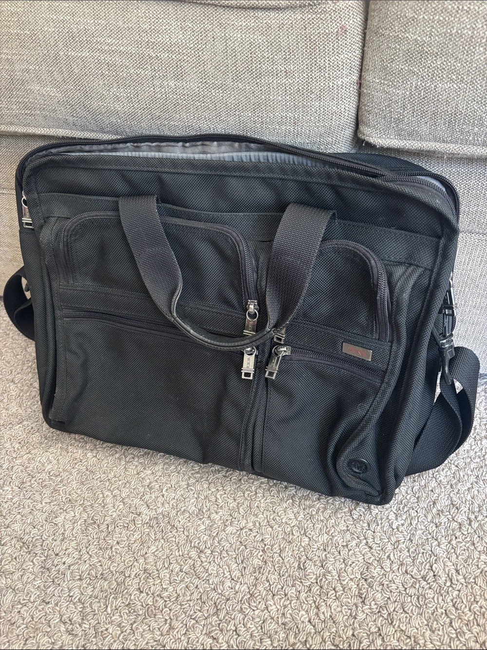 Tumi Black Men's Laptop Briefcase with Multiple Front Pockets